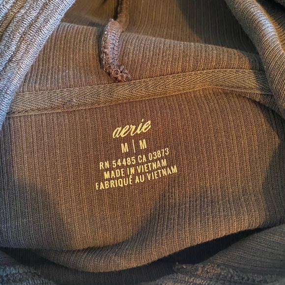 Aerie Women’s Ribbed Knit Sweater Sweatshirt Hoodie Dark Gray Charcoal Medium M - Picture 4 of 6